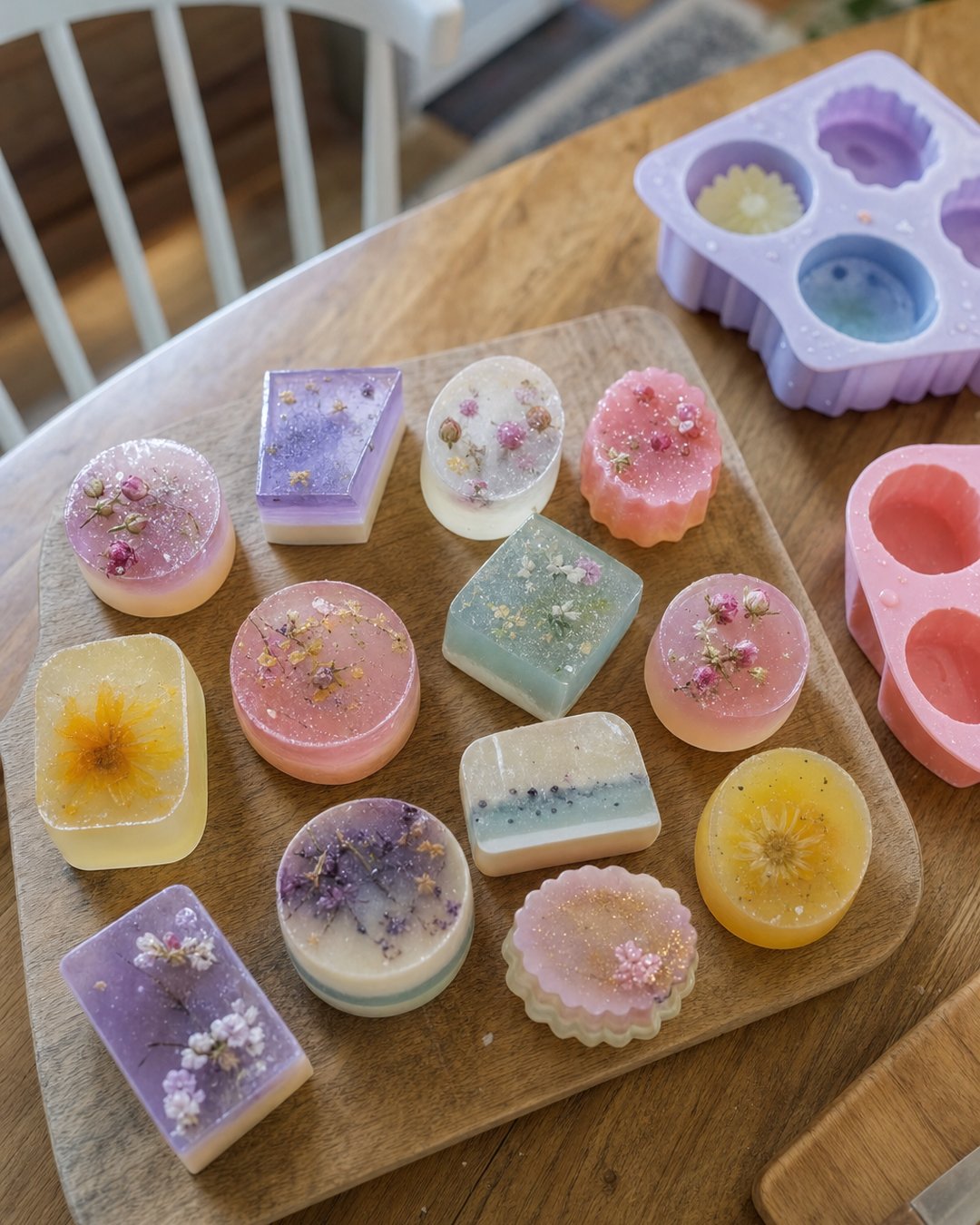 Jabones de glicerina de colores hechos en casa